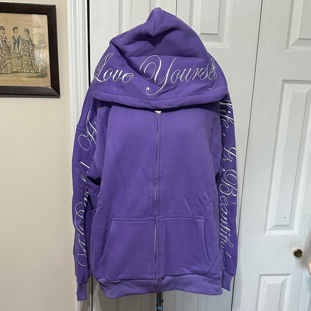 Purple Yours Truly Phora Hoodie with Inspirational Text